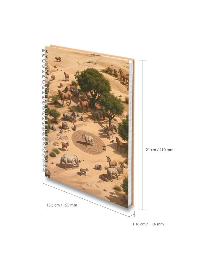 FIS® Double Loop Spiral Hard Cover Notebook, A5 Size(148x210mm), 96 Sheets, Single Line Ruling, White Paper, Packet of 5 Pieces, Safari Animals Cover Design 2-FSNBSHCA596D2 - Image 2